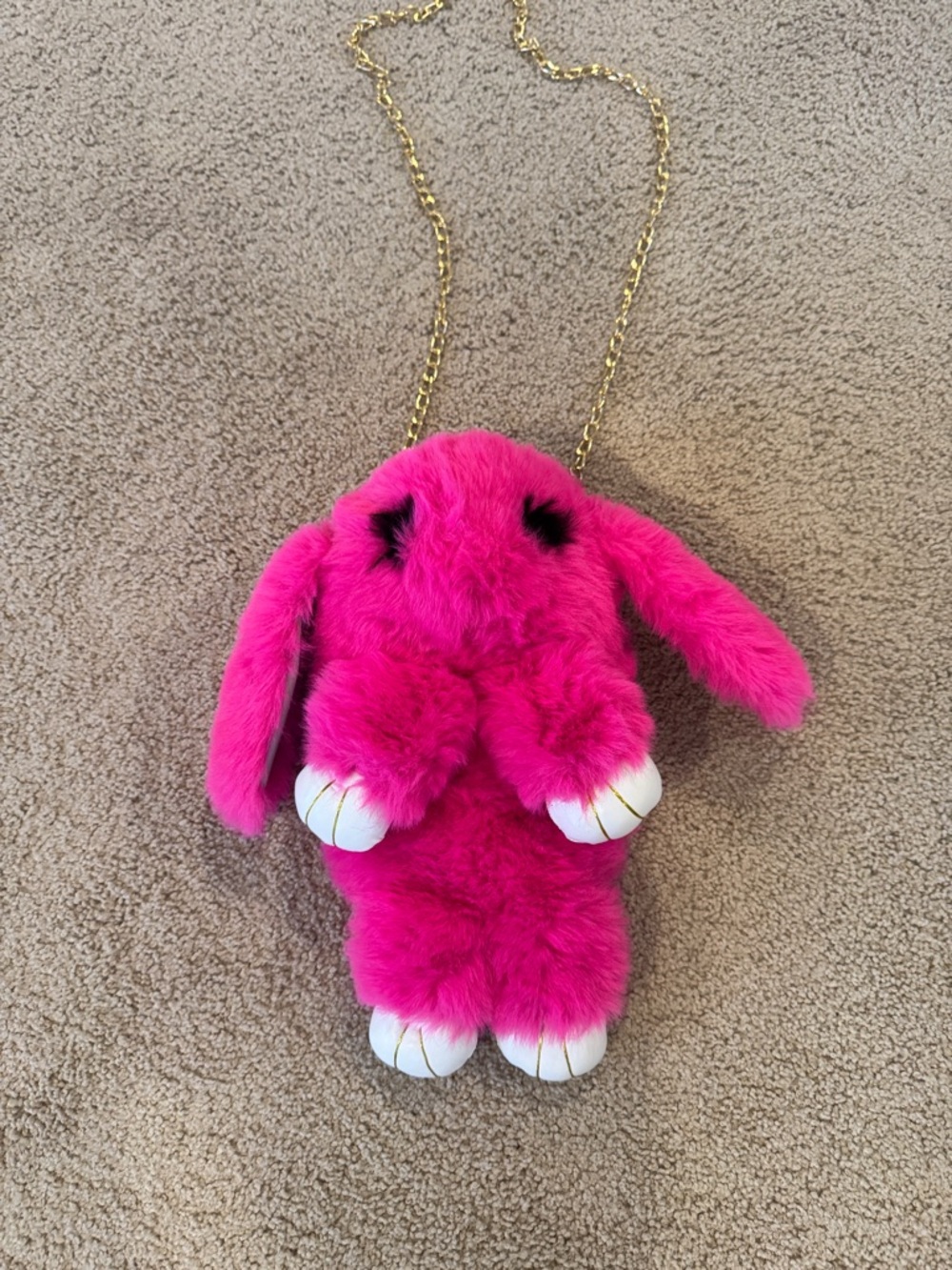 Kids Plush Bunny Crossbody Bag - Hot Pink